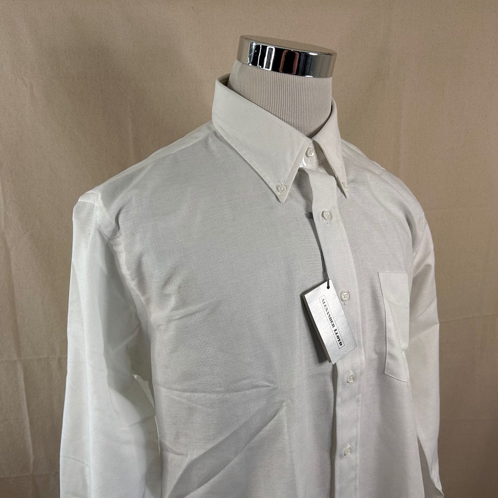 NEW Alexander Lloyd 17.5 37/38 Tall Man Oxford Button Down Dress Shirt White Men